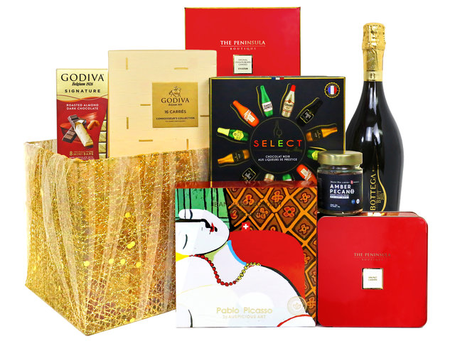 Deluxe Gold Wine And Food Hamper 0102A5